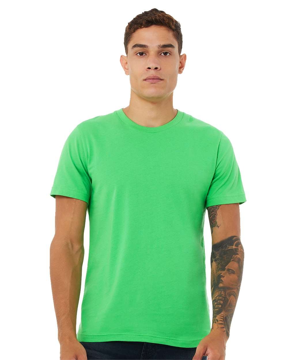 Bella+Canvas 3001 Synthetic Green Front High Model.jpg